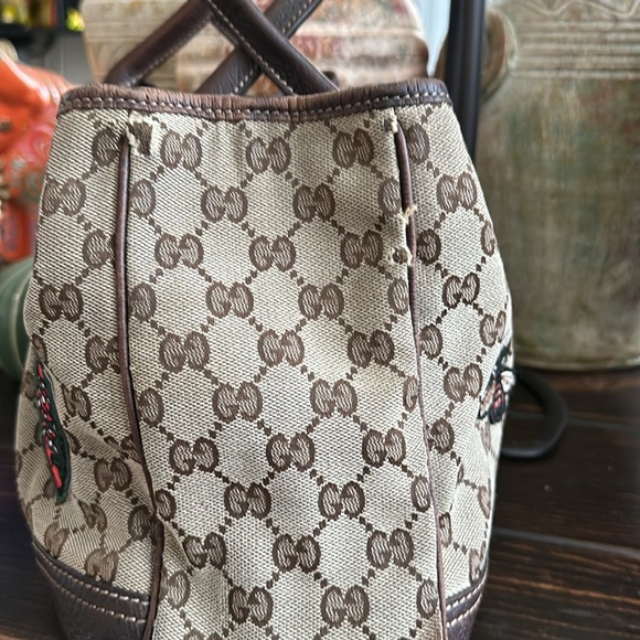 Gucci Princy GG Canvas & Leather Tote Bag Sherry Line with Patches - Picture 5 of 17